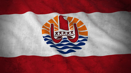 Grunge Flag of Tahiti - Dirty Tahitian Flag 3D Illustration
