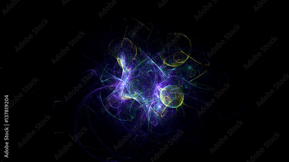 Poster 3d rendering abstract fractal light background