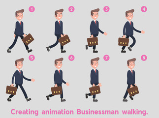 businessman walking on the animation frames.