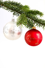 Christmas decoration, red and white Christmas tree ball