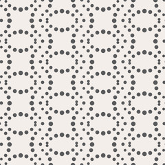 monochrome geometric seamless pattern with dots and waves