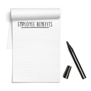 Employee Benefits on note book with black pen