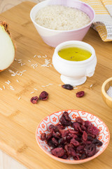 Ingredients for cranberry white long grain rice.