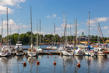 Fototapeta na wymiar Boats in marina, Stockholm, Sweden.