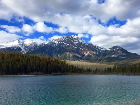 Pyramid Mountain from Patricia Lake in Jasper National Park