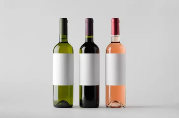Rolgordijnen Wijnflesmodel - drie flessen. Leeg etiket © Shablon