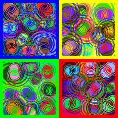Round spiral overlapping of different colors. Set of abstract spiral image.
