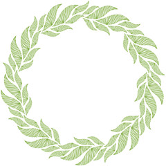 Vector circle frame, wreath made of leaves. Wreath illustration.