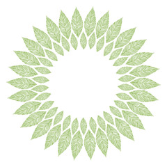 Vector circle frame, wreath made of leaves. Wreath illustration.