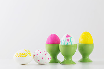 Easter eggs on white background