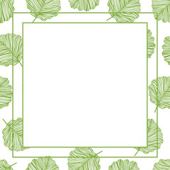 Vector frame with leaves. Invitation with floral background.