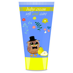 Fototapeta premium Baby cream tube with kids design
