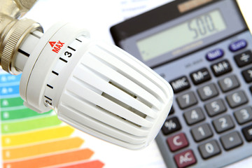 Symbol photo heating cost, heating thermostat and calculator