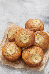 Sliced banana bread with a pecan
