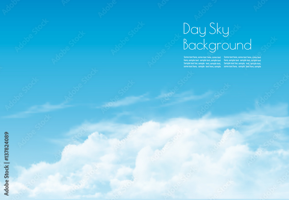 Poster blue sky with clouds. vector background.