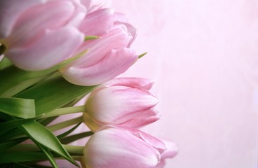 Grußkarte - rosa Tulpen - Tulpenstrauß Nostalgisch