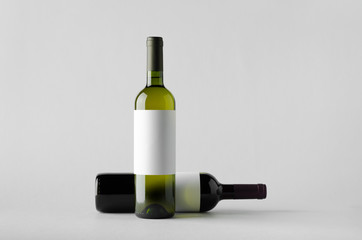 Wine Bottle Mock-Up - Two Bottles. Blank Label