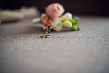 Wedding boutonniere , bridal shoes , engagement ring. sweet wedding morning