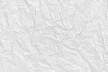 White crumpled paper background and texture, Wrinkled creased paper white abstract
