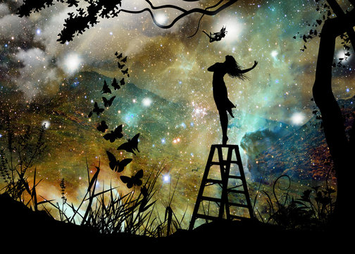 How to catch a fairy cartoon character in the real world silhouette art photo manipulation
