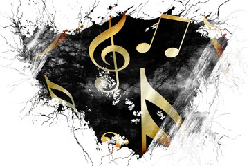 Grunge old Music notes flag 