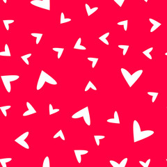 White Hearts on Pink Background Seamless Pattern