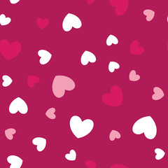 Naklejka na ściany i meble White and Pink Hearts Mix Seamless Pattern