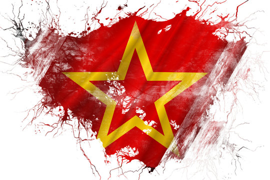 Grunge Old Red Army Symbol Flag 