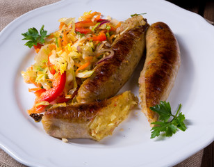 Potato sausage from grated potatoes and pork.