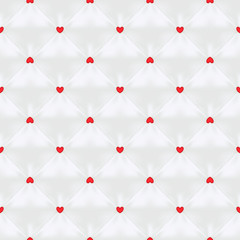 Red Heart on Quilted White Background Seamless Pattern