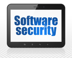 Safety concept: Tablet Pc Computer with Software Security on display
