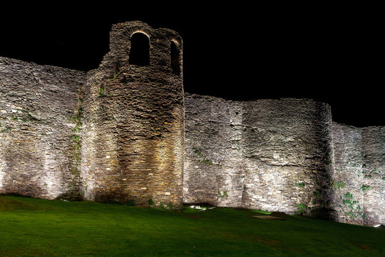 Night view of the Roman wall of Lugo. Spain