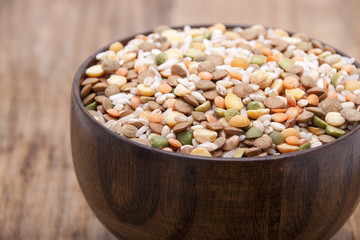 The mixture of different lentils and rice