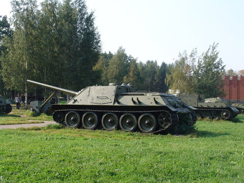 Russia. Snegiri city. Battle tanks and anti tank gun museum