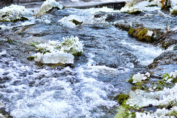 Winter landscape with snow and water