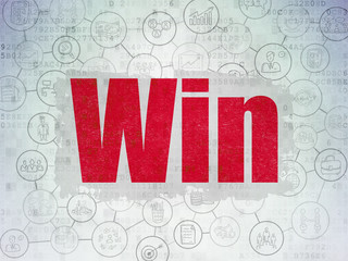 Business concept: Win on Digital Data Paper background