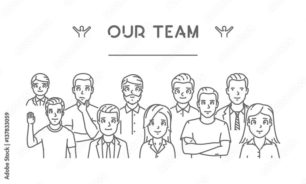 Poster vector line concept of our team for web