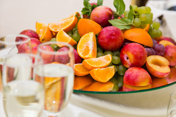 champagne with light snack serving on wecome
