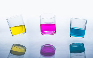 Cups drink, fresh, freshness color, shots, blue, glass, splash, water,