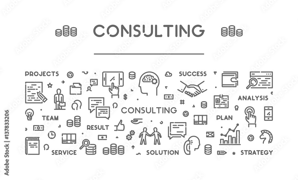 Poster vector line web banner for consulting