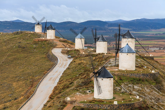 Windmills in the town of Consuegra. Spain