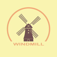 Windmill icon. Mill emblem and Holland symbol. Vector illustration.