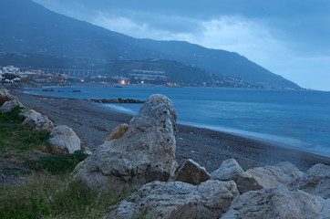 Household garbage on the shore. Marina di Patti. Sicily