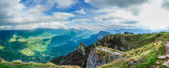 Fototapeta na wymiar Alpine Panorama with Pines and Mountains