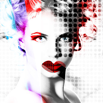 Modern design poster with a portrait of a girl..