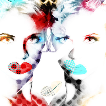 Modern design poster with a portrait of a beautiful girl..
