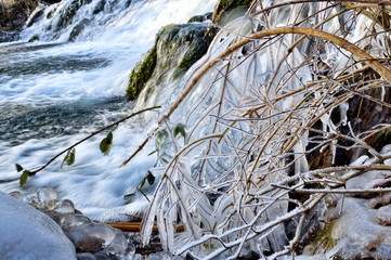 Winter landscape with snow and ice detail