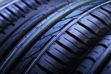 New rubber tyres texture - closeup
