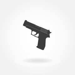 Pistol or gun icon. Black Gun illustration. Vector gun.