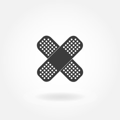 Band Aid Icon. Band Aid or plaster flat Icon. Crossed Band Aid. Vector illustration of Band Aid.
